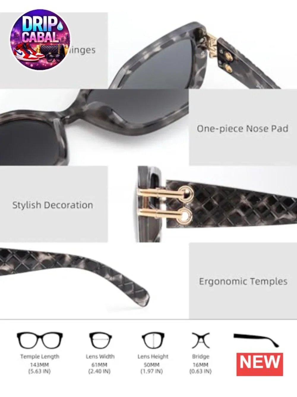 Oversized Square Polarized Sunglasses for Women UV400 Retro Luxury